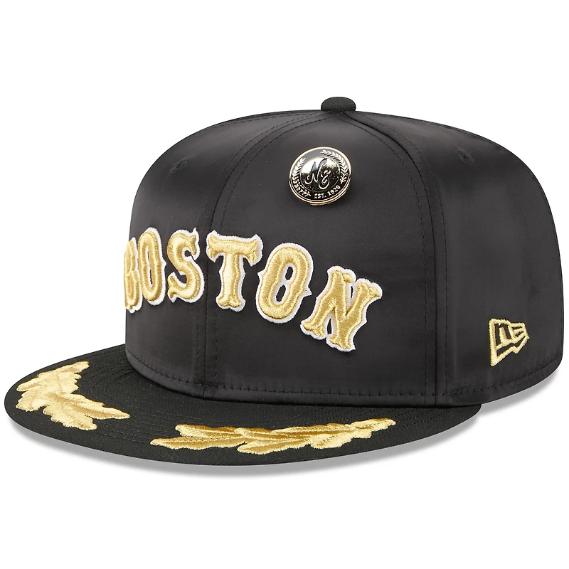Casquette ajustée New Era 59FIFTY Day Gold Leaf pour homme, noire, des Red Sox de Boston 2025