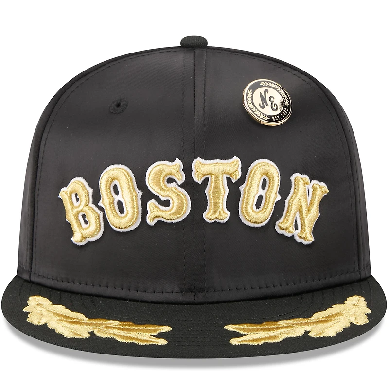 Casquette ajustée New Era 59FIFTY Day Gold Leaf pour homme, noire, des Red Sox de Boston 2025