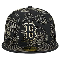 Casquette ajustée 59FIFTY Day Allover des Red Sox de Boston New Era pour hommes, noire