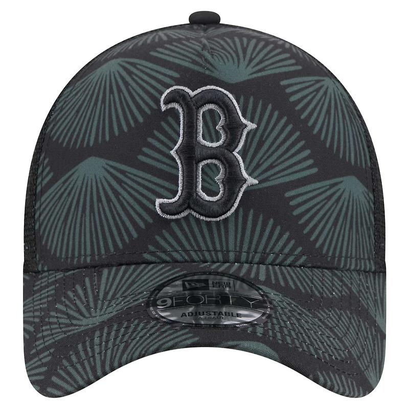 Men's New Era  Black Boston Red Sox 9FORTY A-Frame Trucker Adjustable Hat
