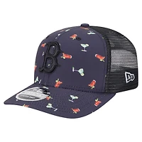 Men's New Era Black Boston Red Sox Adventure Drinks Pattern 9SEVENTY Stretch-Snap Hat