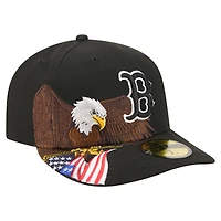 Men's New Era Black Boston Red Sox Americana Bald Eagle Pre-Curved 59FIFTY Fitted Hat
