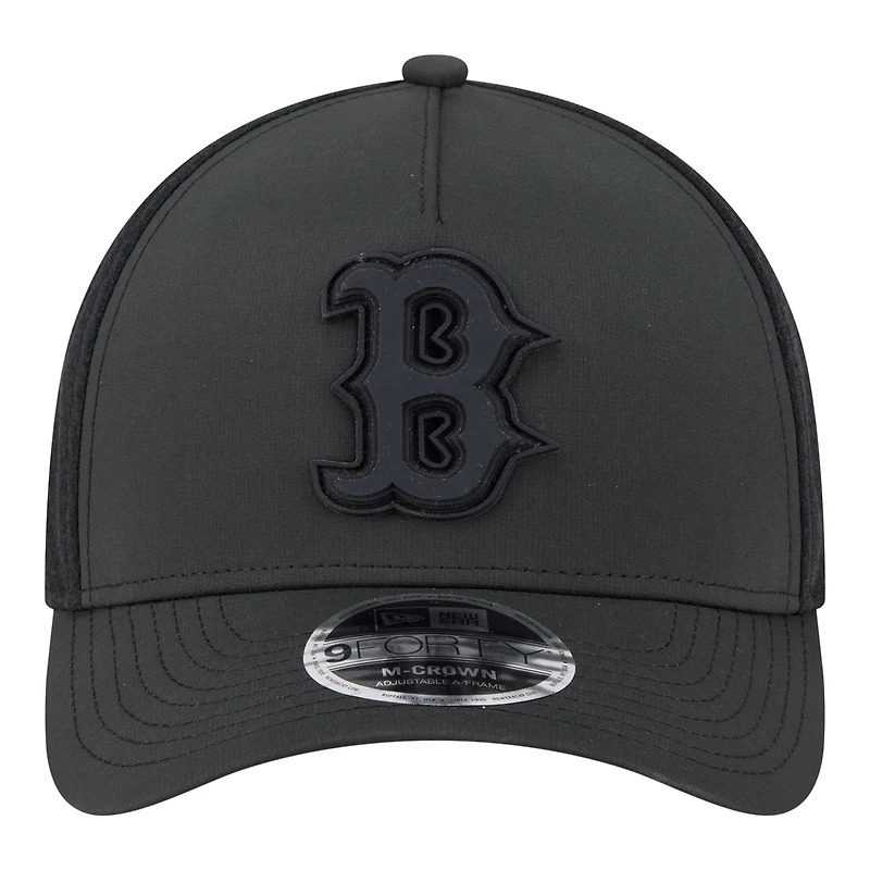 Casquette trucker New Era 9FORTY noire pour homme, avec logo Boston Red Sox, couronne M et monture en A.