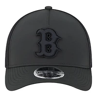 Casquette trucker New Era 9FORTY noire pour homme, avec logo Boston Red Sox, couronne M et monture en A.
