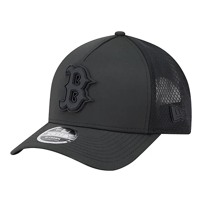 Casquette trucker New Era 9FORTY noire pour homme, avec logo Boston Red Sox, couronne M et monture en A.