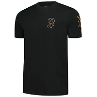 Men's New Era  Black Boston Red Sox Bronze Logo with Cross Bats Established T-Shirt