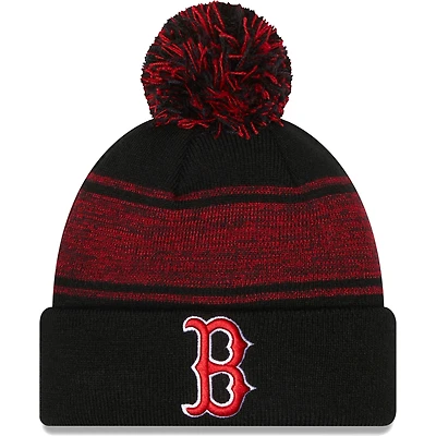 Bonnet en tricot à revers avec pompon Boston Red Sox New Era pour homme, noir