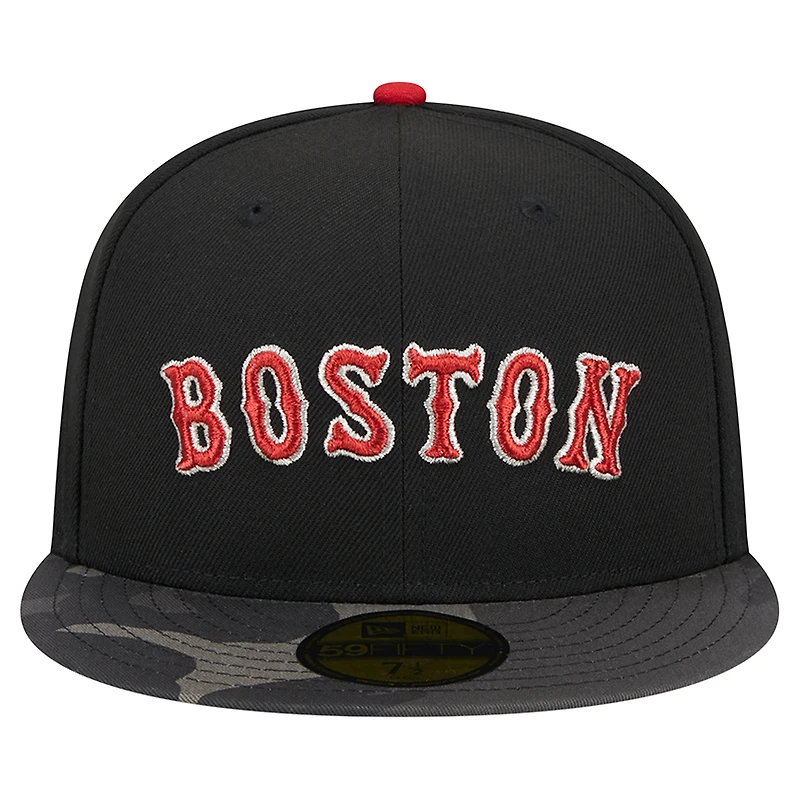 Men's New Era Black Boston Red Sox Metallic Camo 59FIFTY Fitted Hat