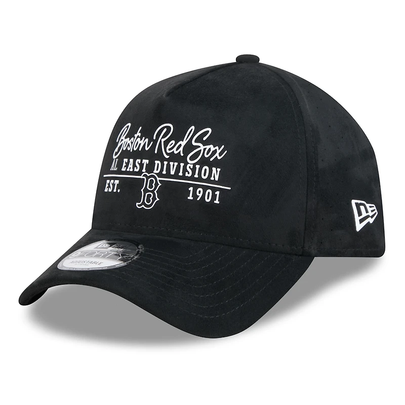 Men's New Era Black Boston Red Sox Script Text 9FORTY A-Frame Adjustable Hat