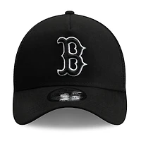 Men's New Era Black Boston Red Sox Side Script 9FORTY A-Frame Trucker Adjustable Hat