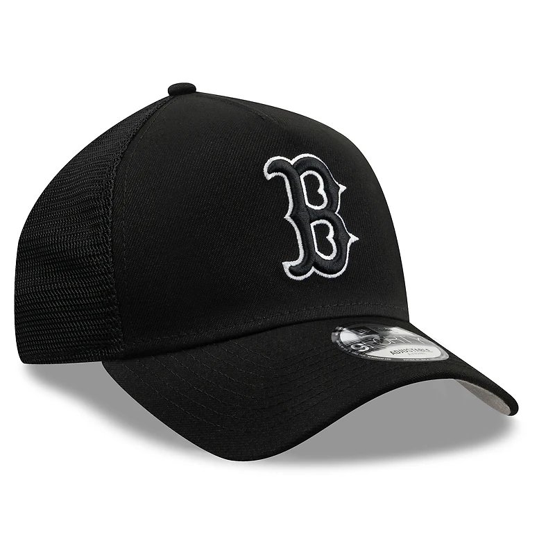 Casquette trucker New Era noire pour homme, logo Boston Red Sox, style A-Frame, inscription latérale 9FORTY.
