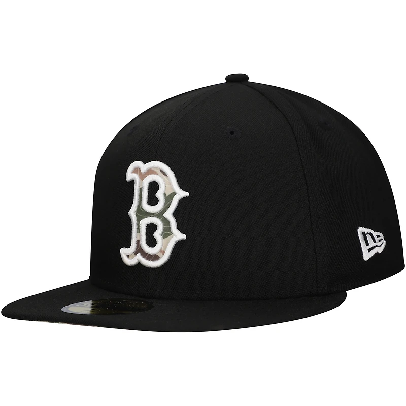 Casquette ajustée 59FIFTY sous-visière camouflage Troop Chant Camo New Era pour hommes, noire, Boston Red Sox