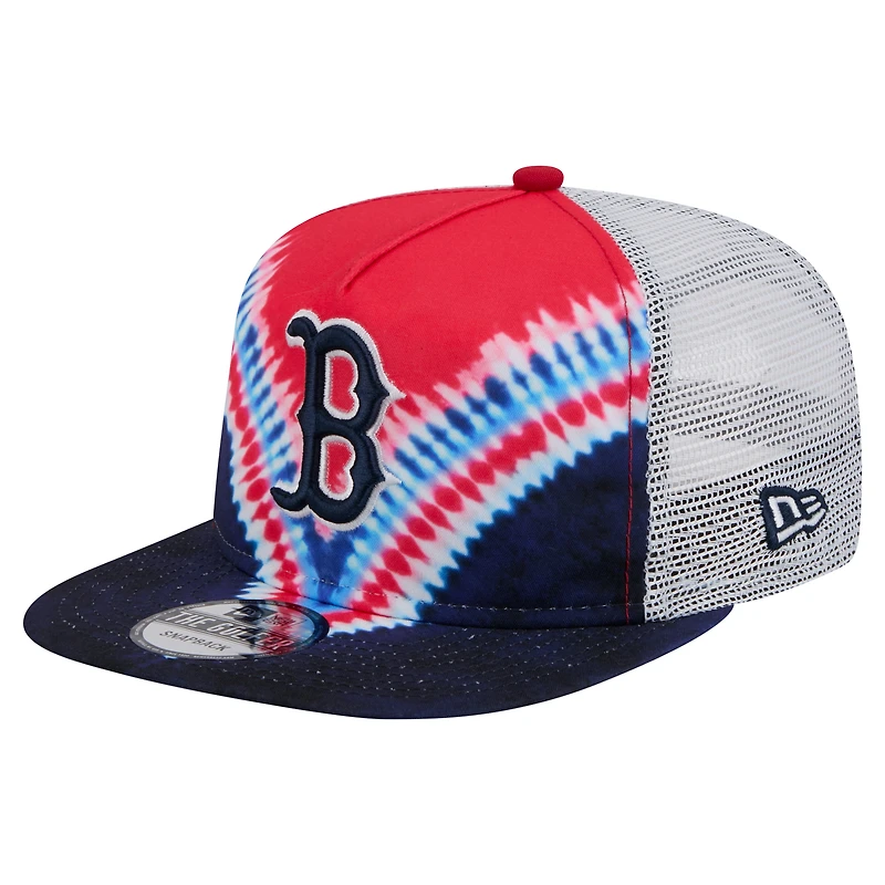 Casquette ajustable New Era Boston Red Sox Tie-Dye Golfer Trucker pour homme