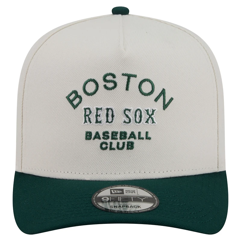 Men's New Era  Cream/Dark Green Boston Red Sox Chrome A-Frame 9FIFTY Snapback Hat