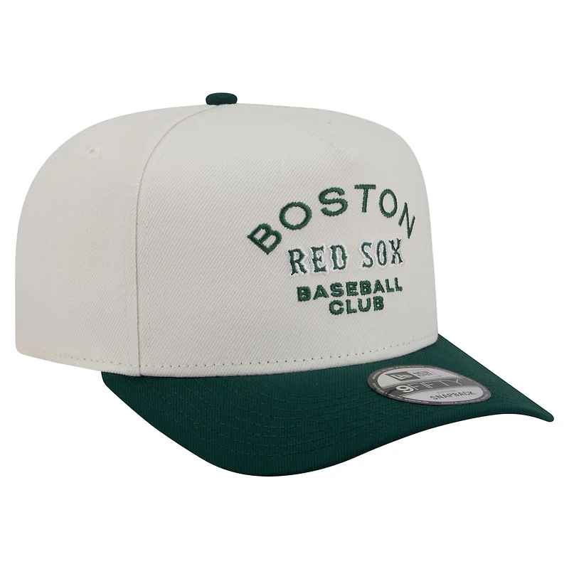 Casquette snapback New Era crème/vert foncé Boston Red Sox Chrome A-Frame 9FIFTY pour homme