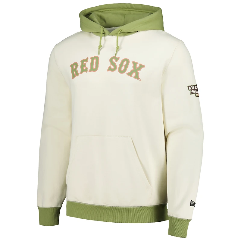 Men's New Era Cream/Green Boston Red Sox Color Pop Pullover Hoodie
