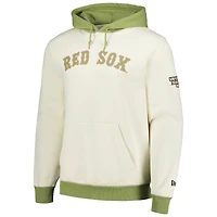 Men's New Era Cream/Green Boston Red Sox Color Pop Pullover Hoodie