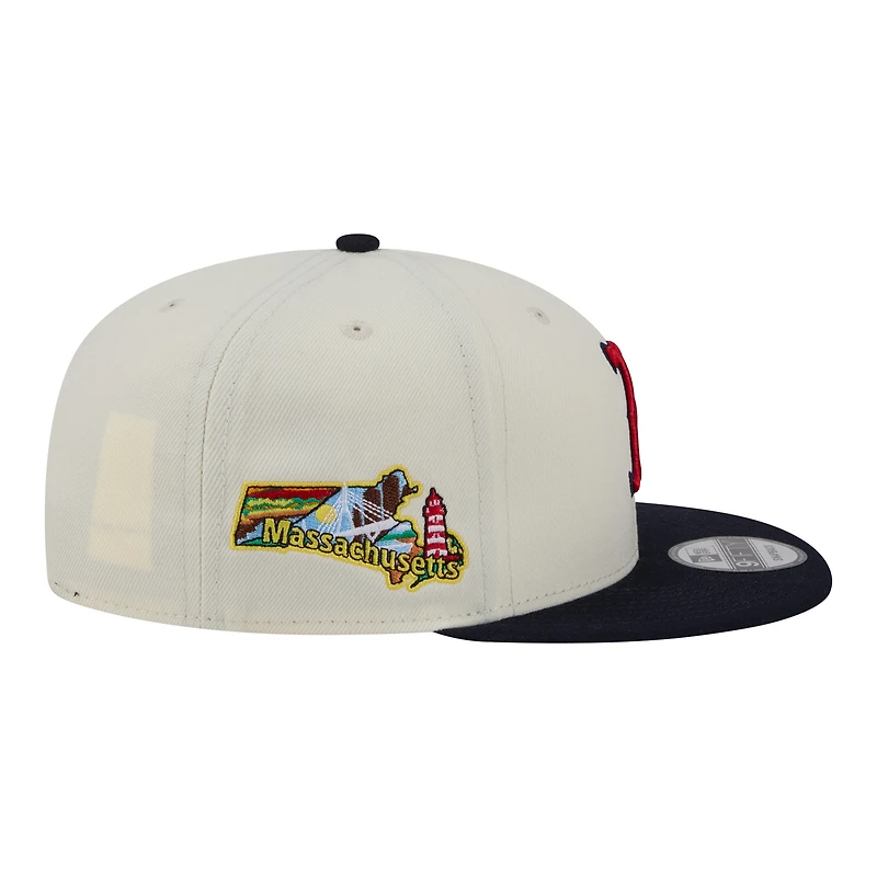 Men's New Era Cream/Navy Boston Red Sox Localized 9FIFTY Snapback Hat