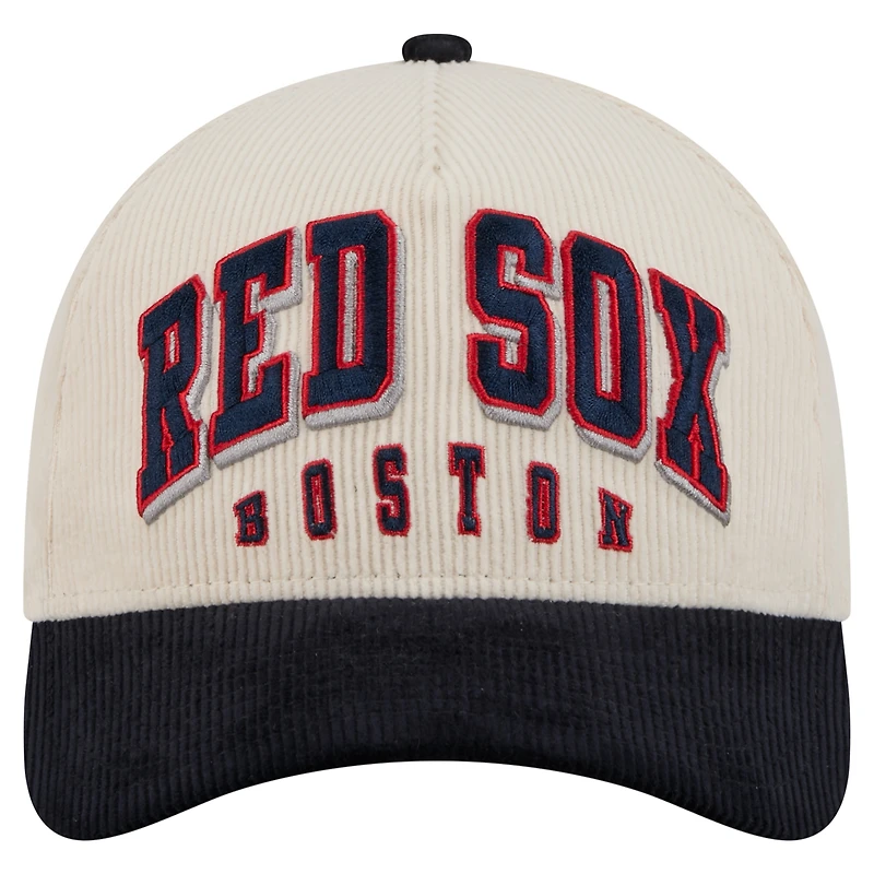 Men's New Era  Cream/Navy Boston Red Sox Sided Corduroy 9FORTY A-Frame Adjustable Hat