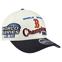 Casquette ajustable New Era 9FORTY M-Crown pour homme, crème/bleu marine, des Boston Red Sox World Series