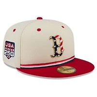 Casquette ajustée New Era crème/rouge Boston Red Sox USA 250 Fourth of July 59FIFTY pour homme