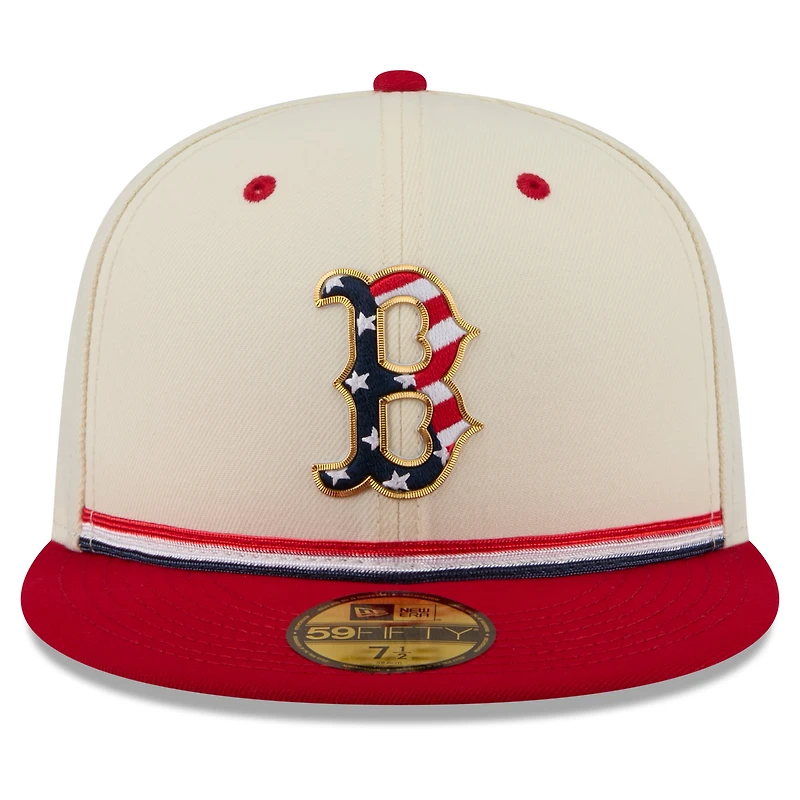 Men's New Era Cream/Red Boston Red Sox USA 250 Fourth of July 59FIFTY Fitted Hat