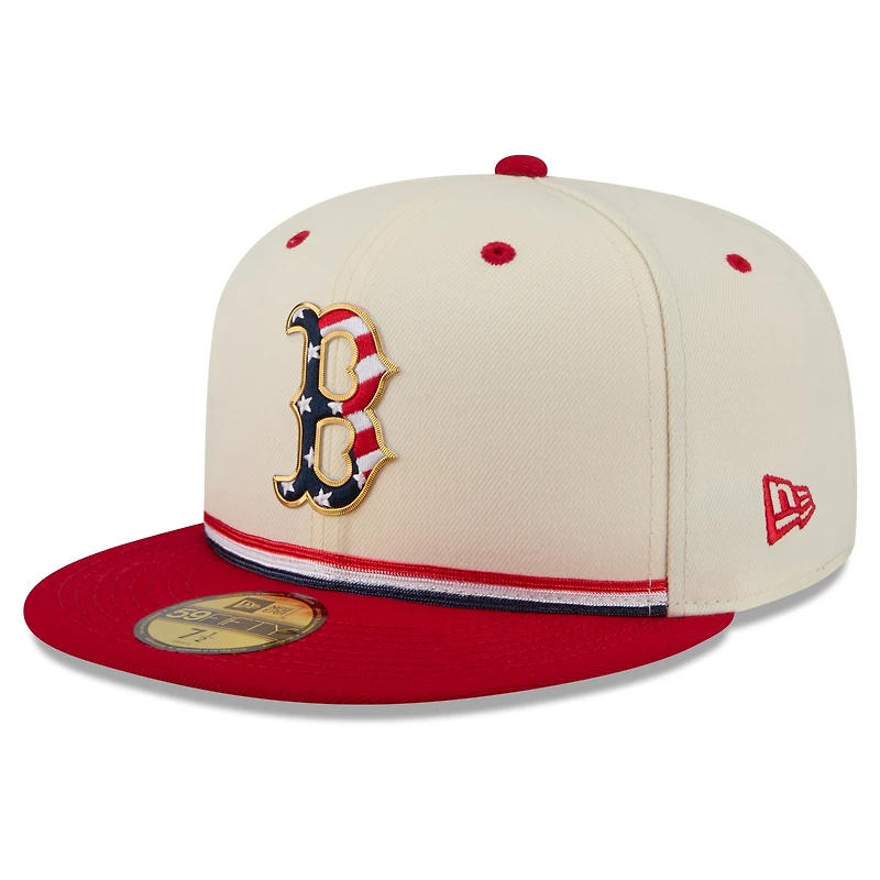 Men's New Era Cream/Red Boston Red Sox USA 250 Fourth of July 59FIFTY Fitted Hat