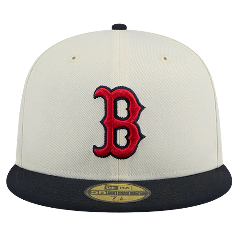 Casquette ajustée New Era 59FIFTY Chrome crème des Boston Red Sox pour homme