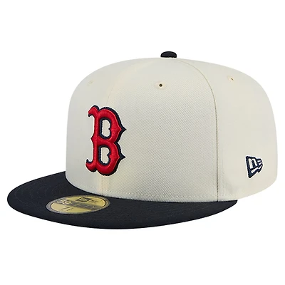 Casquette ajustée New Era 59FIFTY Chrome crème des Boston Red Sox pour homme