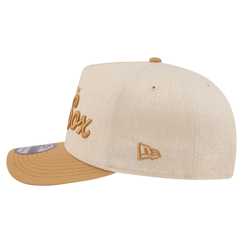 Men's New Era Cream Boston Red Sox Herringbone 9FIFTY A-Frame Snapback Hat