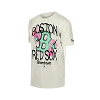 T-shirt New Era crème pour homme, style punk core Boston Red Sox