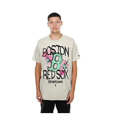 Men's New Era  Cream Boston Red Sox Lifestyle Punk Core T-Shirt