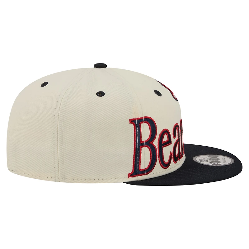 Men's New Era Cream Boston Red Sox Oversized Slogan 9FIFTY Snapback Hat