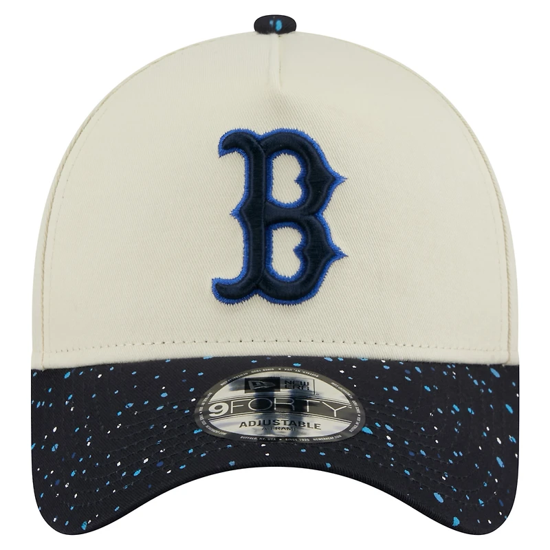Men's New Era Cream Boston Red Sox Speckle A-Frame 9FORTY Adjustable Hat