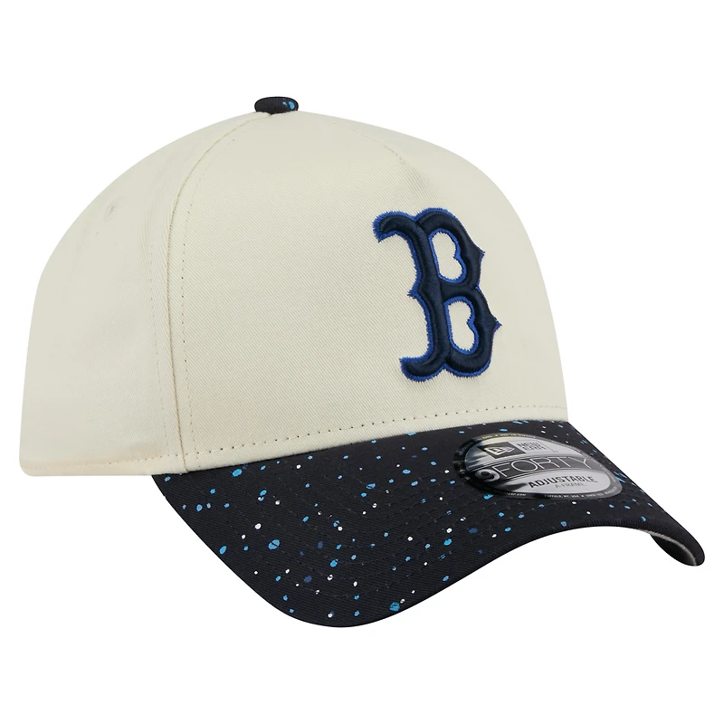 Men's New Era  Cream Boston Red Sox Speckle A-Frame 9FORTY Adjustable Hat