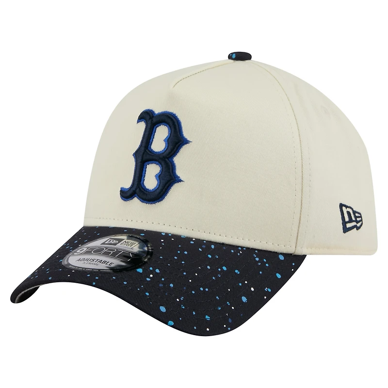 Men's New Era  Cream Boston Red Sox Speckle A-Frame 9FORTY Adjustable Hat