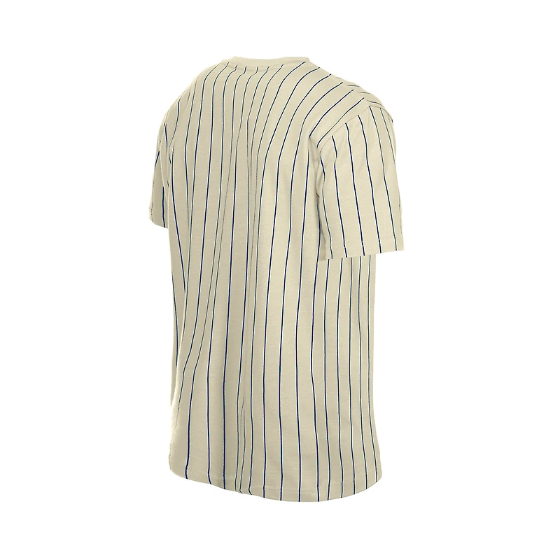 Men's New Era Cream Boston Red Sox Throwback Meshback Pinstripe T-Shirt