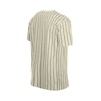 Men's New Era Cream Boston Red Sox Throwback Meshback Pinstripe T-Shirt