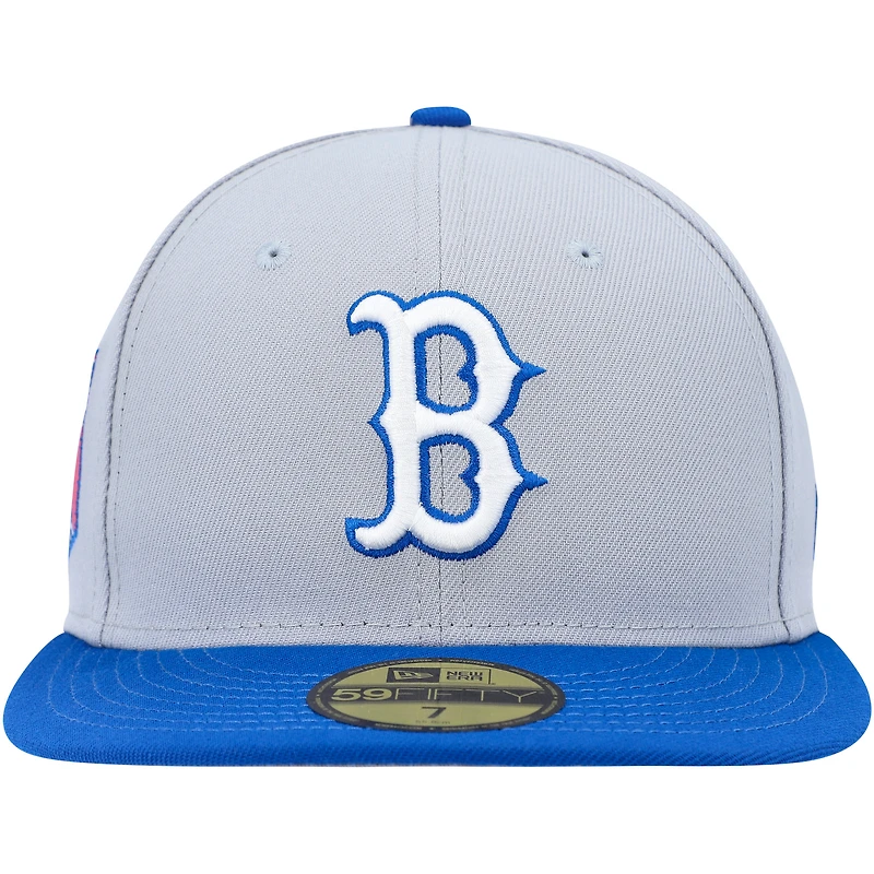 Men's New Era Gray/Blue Boston Red Sox Side Patch 59FIFTY Fitted Hat