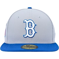 Men's New Era Gray/Blue Boston Red Sox Side Patch 59FIFTY Fitted Hat
