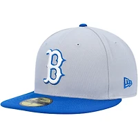 Men's New Era Gray/Blue Boston Red Sox Side Patch 59FIFTY Fitted Hat