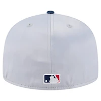 Casquette ajustée New Era 59FIFTY en satin gris/bleu marine des Boston Red Sox pour homme