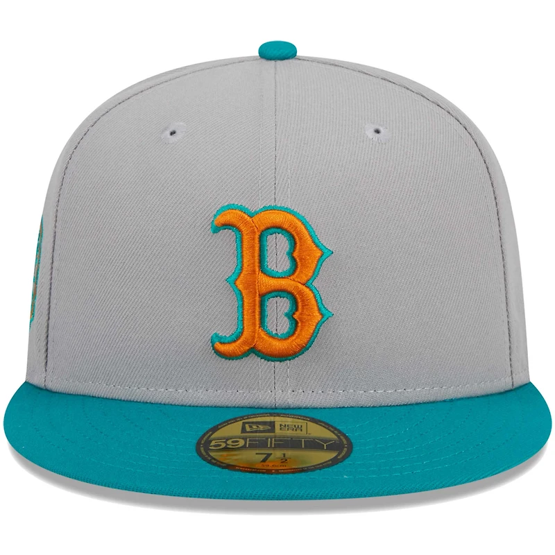 Men's New Era Gray/Teal Boston Red Sox  59FIFTY Fitted Hat