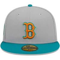 Men's New Era Gray/Teal Boston Red Sox  59FIFTY Fitted Hat