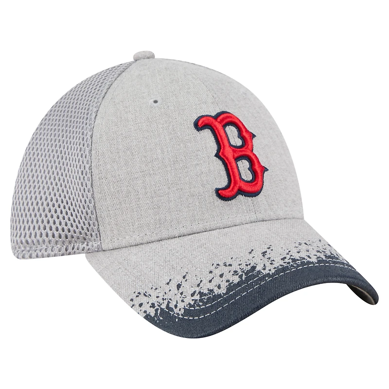 Casquette New Era 39THIRTY Flex grise pour homme, motif Boston Red Sox, visière à éclaboussures de peinture