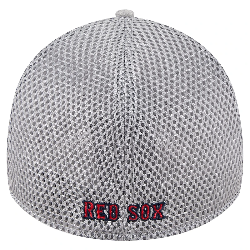 Men's New Era Gray Boston Red Sox Visor Paint Splatter 39THIRTY Flex Hat