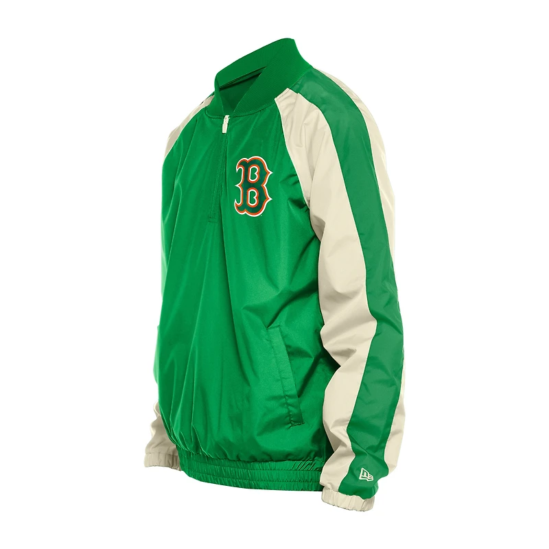 Men's New Era Kelly Green Boston Red Sox St. Patrick's Day Ripstop Raglan Quarter-Zip Windbreaker
