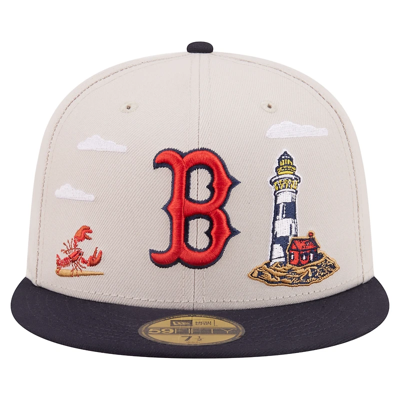 Casquette ajustée New Era 59FIFTY kaki Boston Red Sox City Icon pour homme