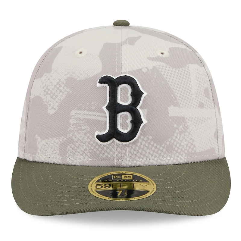 Men's New Era Light Beige/Olive Boston Red Sox 2025 Armed Forces Day Low Profile 59FIFTY Fitted Hat