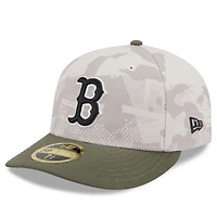 Men's New Era Light Beige/Olive Boston Red Sox 2025 Armed Forces Day Low Profile 59FIFTY Fitted Hat